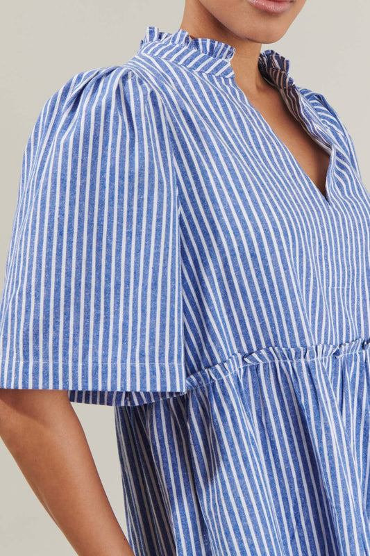 Dixie Stripe Split Neck Shift Dress