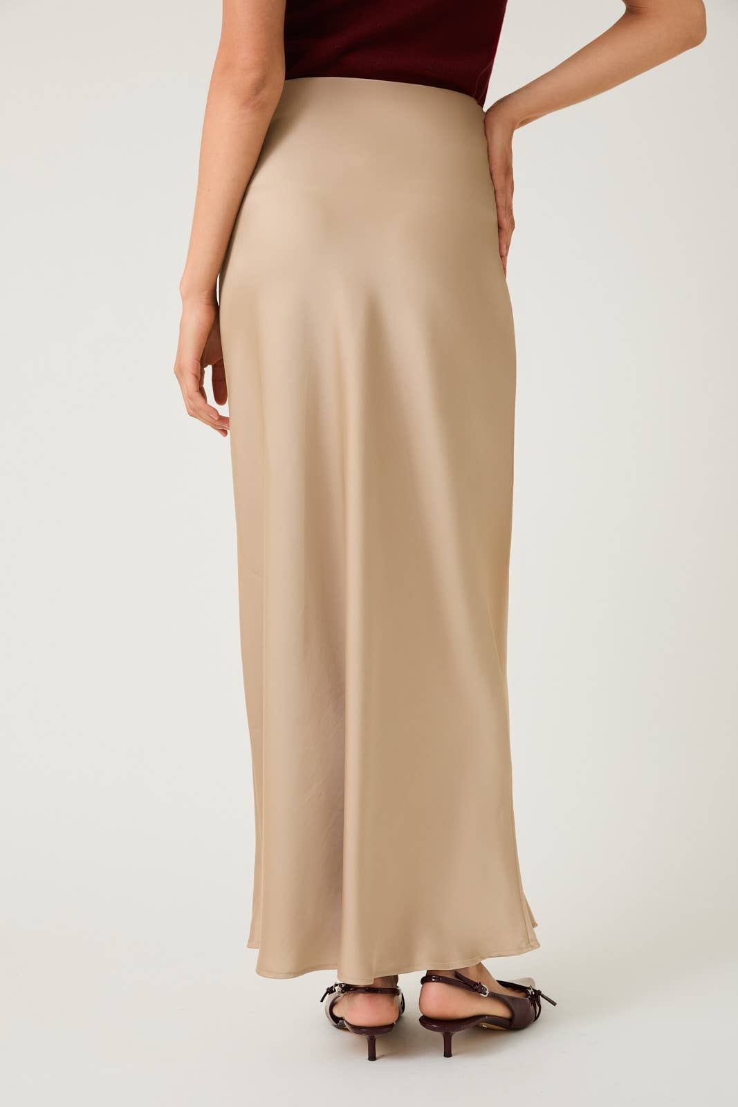Bias Satin Midi Skirt by LE LIS