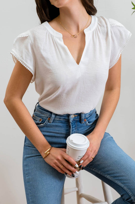 Petal Tassel Sleeve Blouse