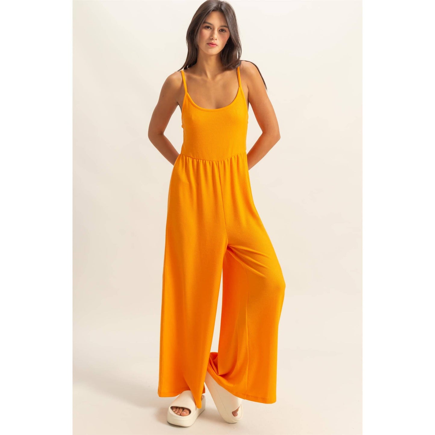 Scoop Neck Sleeveless Wide Leg Jumpsuit
