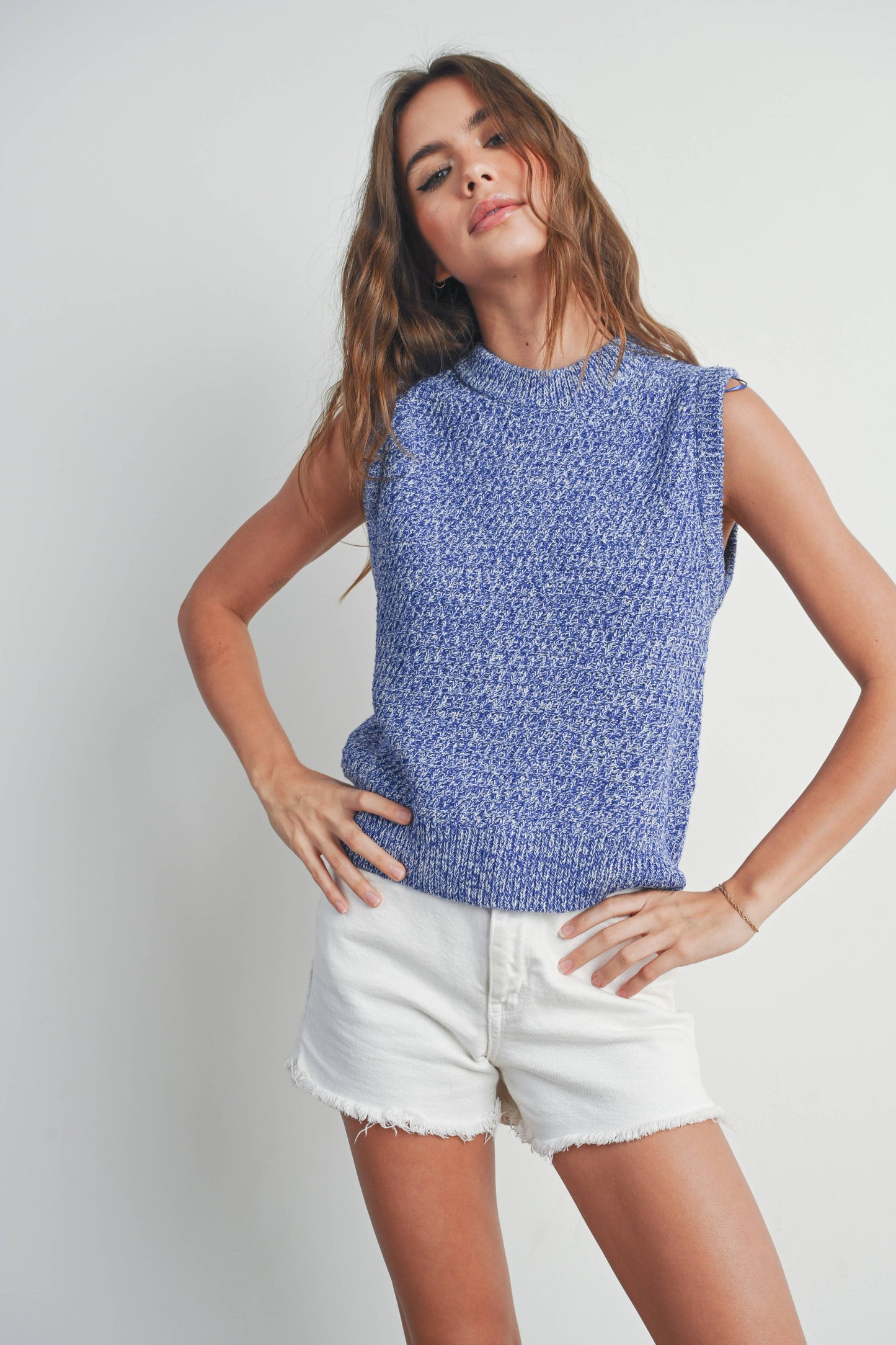 Sleeveless Crew Neck Sweater Knit Vest - By BUTTERMELON