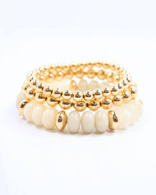 Eye Candy Stretch Bracelet Set Ivory