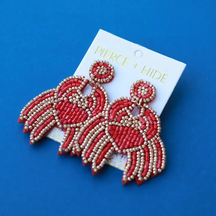 Beaded Red Crab Earrings | Nautical Earrings