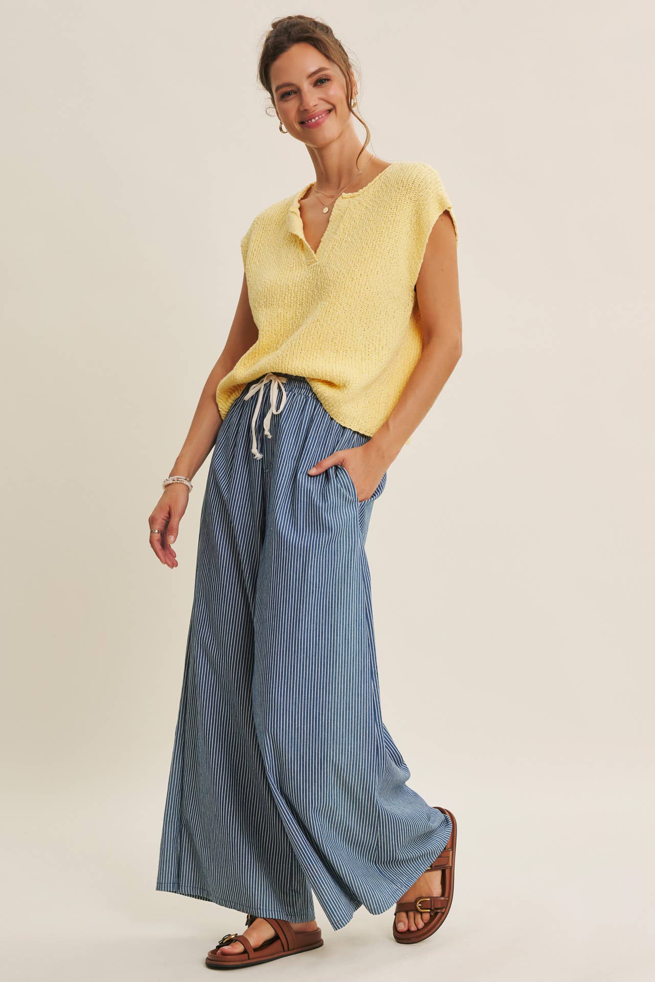 Melissa Sweater - Relaxed Fit Split Neck Knit Sweater Top