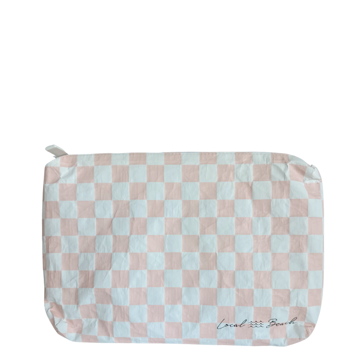Local Beach - Blush Pink Checker Water Resistant Pouch