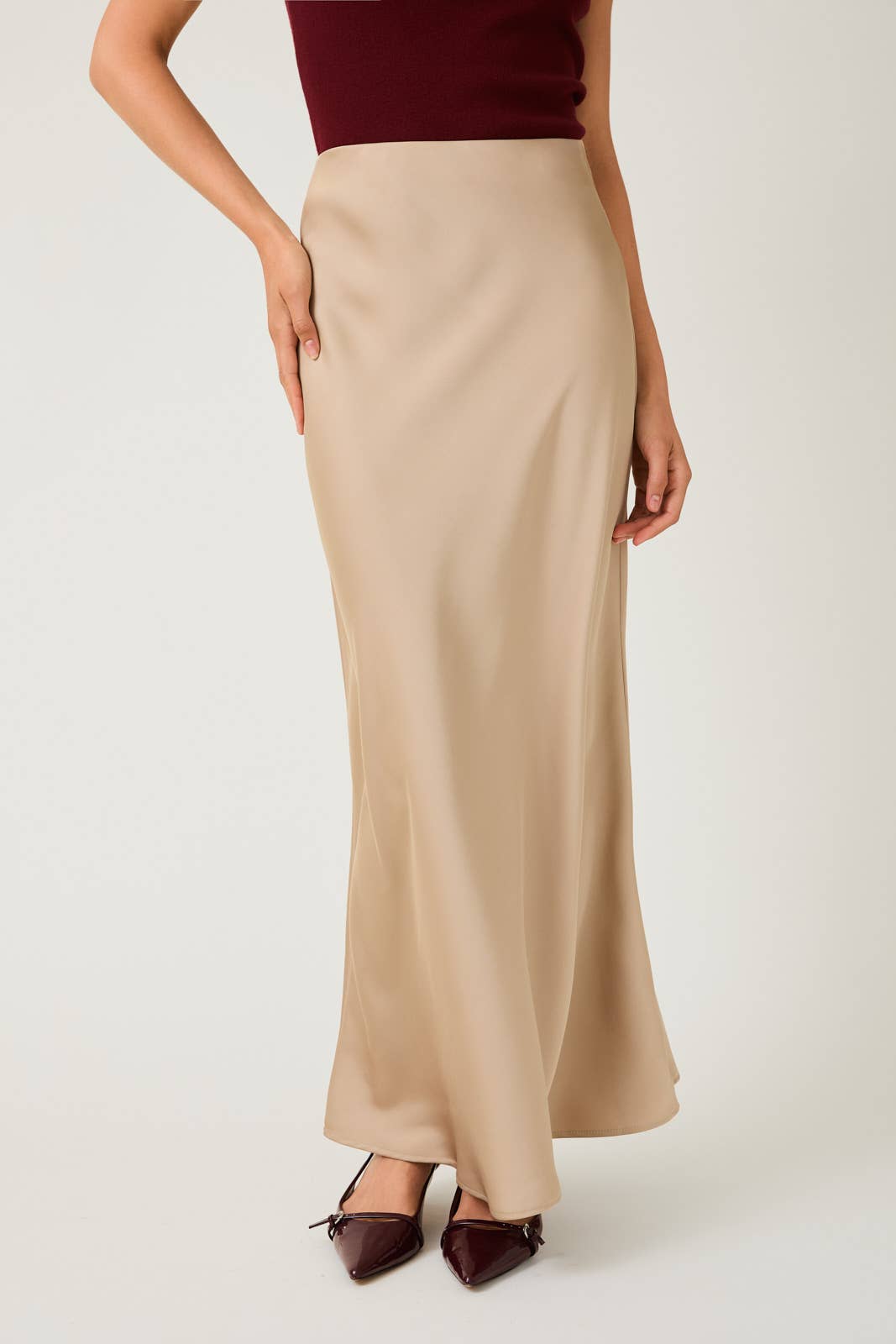 Bias Satin Midi Skirt by LE LIS
