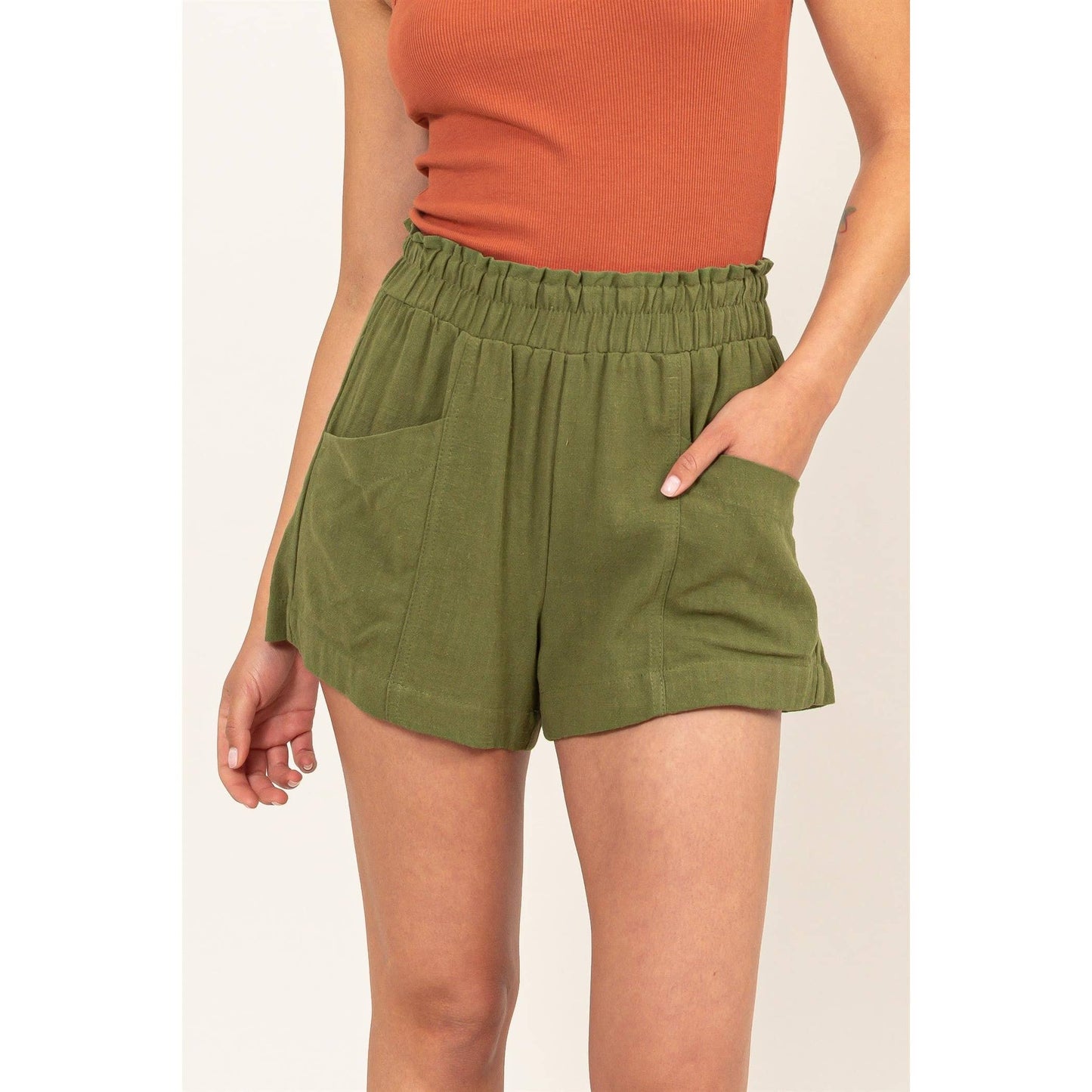 ALL TIME FUN HIGH WAIST LINEN SHORTS