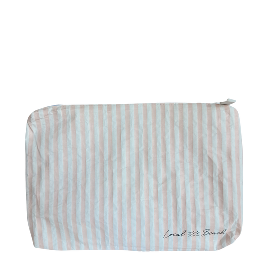 Local Beach - Blush Pink Stripe Water Resistant Pouch