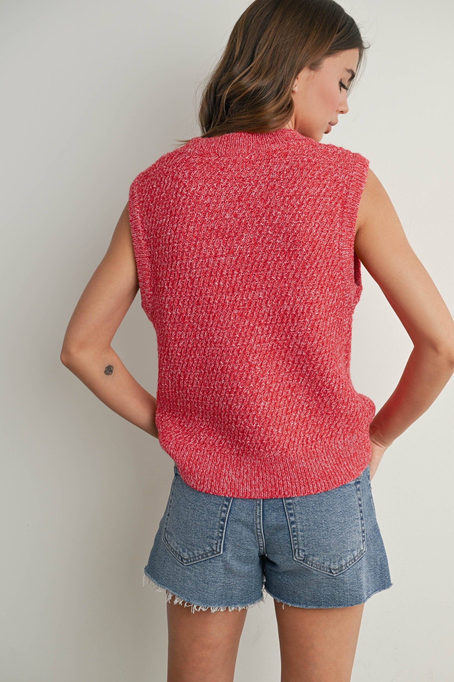 Sleeveless Crew Neck Sweater Knit Vest - By BUTTERMELON