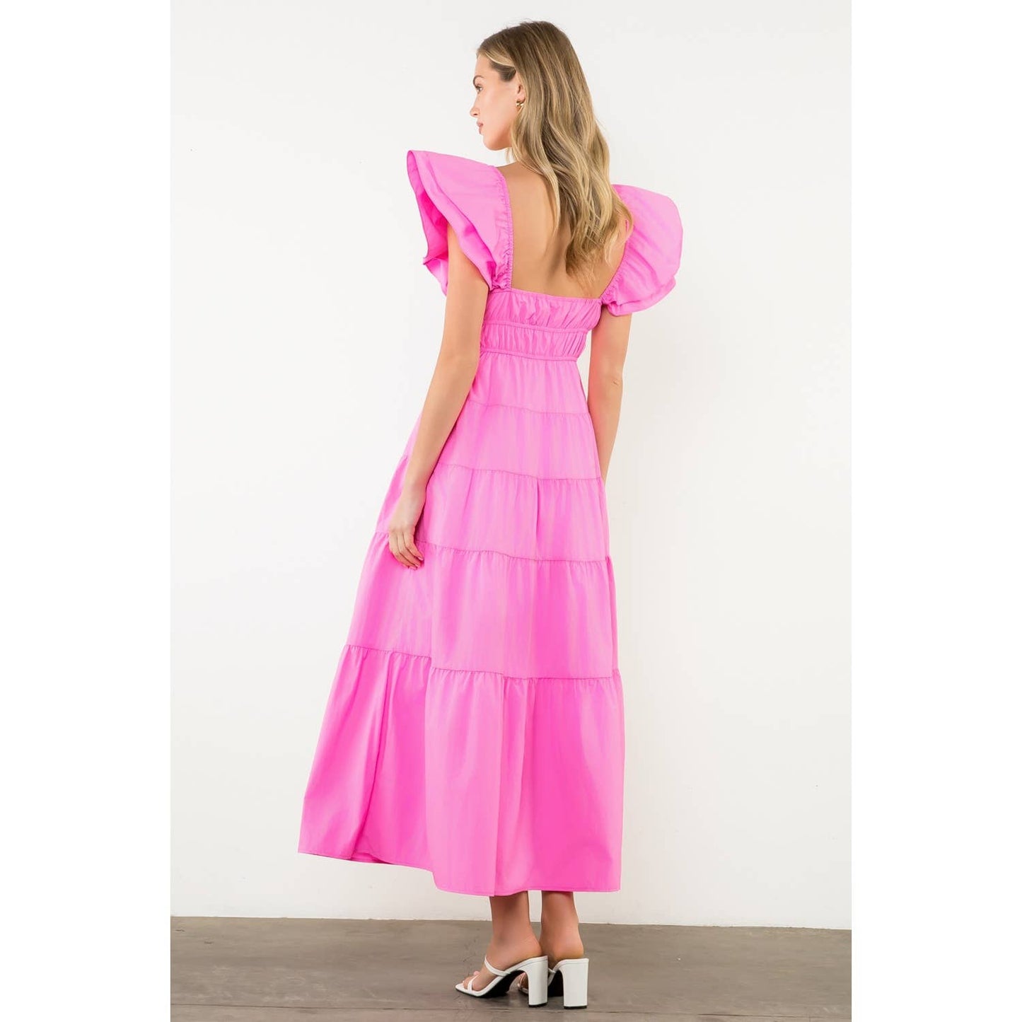 Flutter Sleeve Tiered Maxi Dress