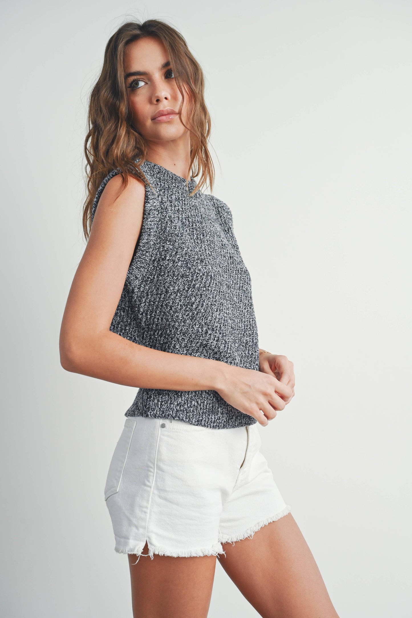 Sleeveless Crew Neck Sweater Knit Vest - By BUTTERMELON