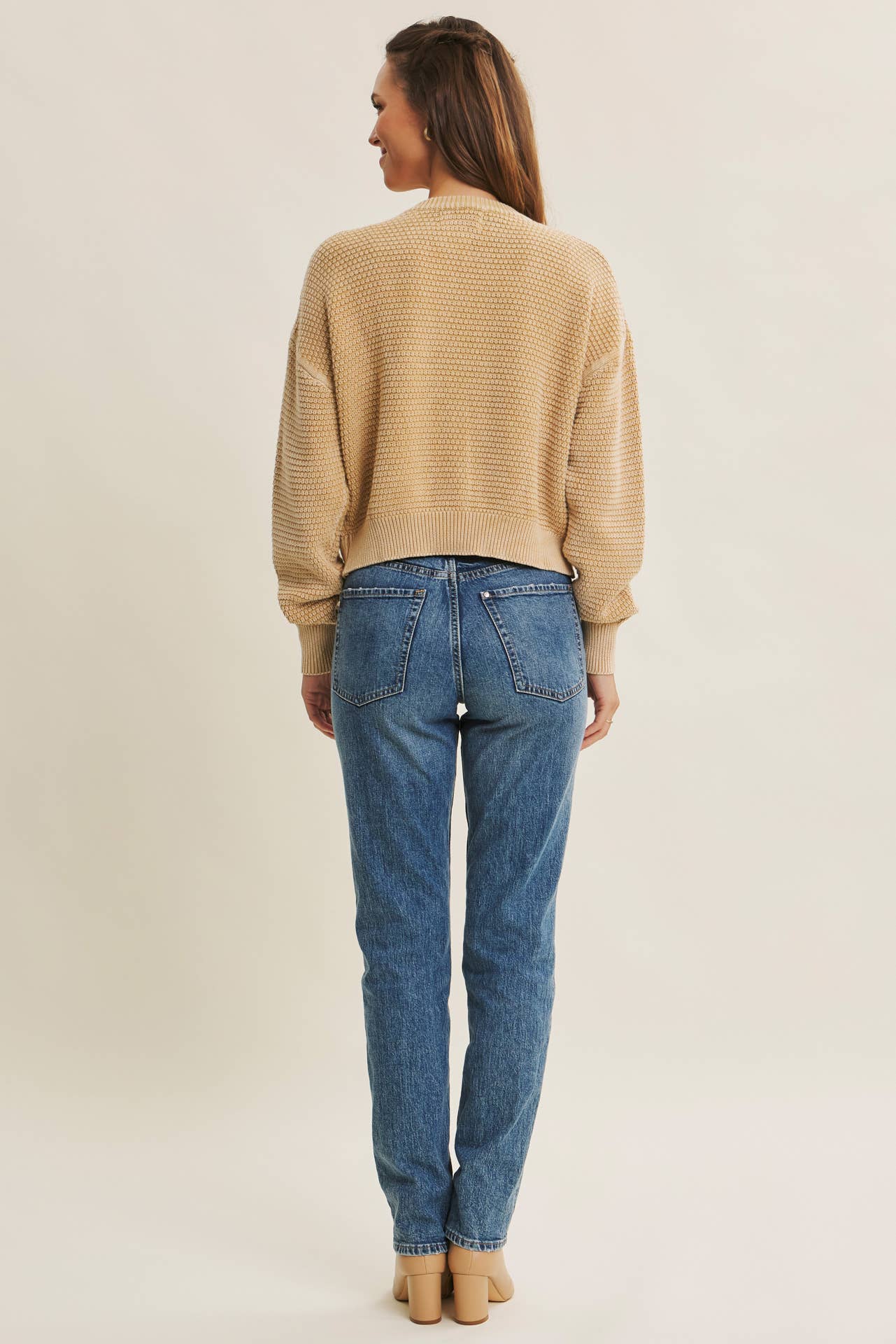 MINERAL-WASHED CABLE KNIT CARDIGAN