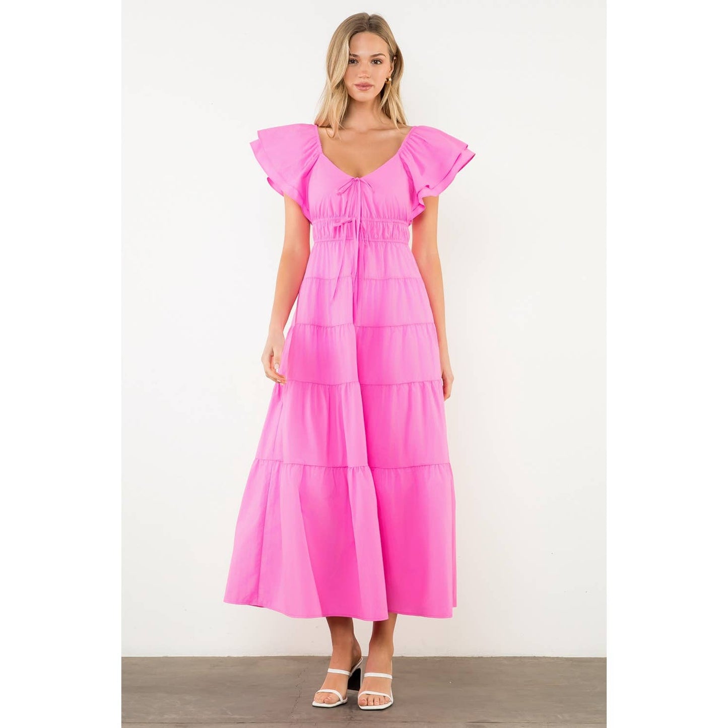 Flutter Sleeve Tiered Maxi Dress
