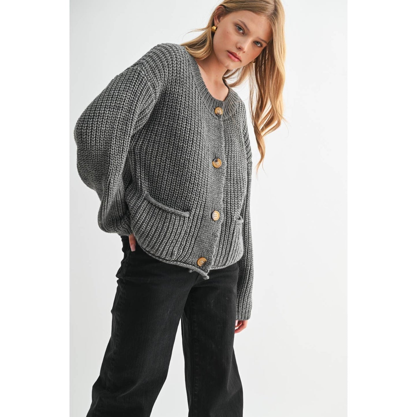 CHUNKY KNIT SWEATER CARDIGAN