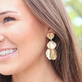 Tiered Gold Shell Earring