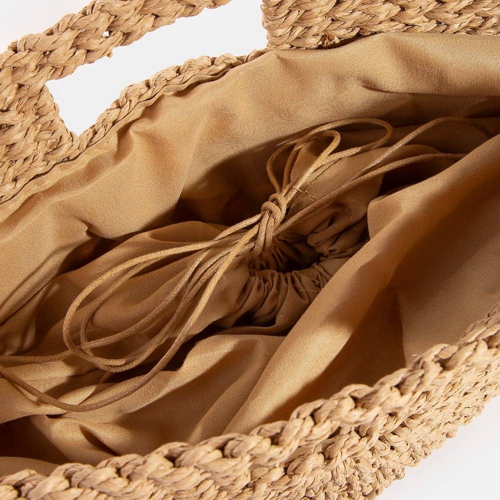 Isla’s Semi Circle Straw Woven Hand Bag- Large