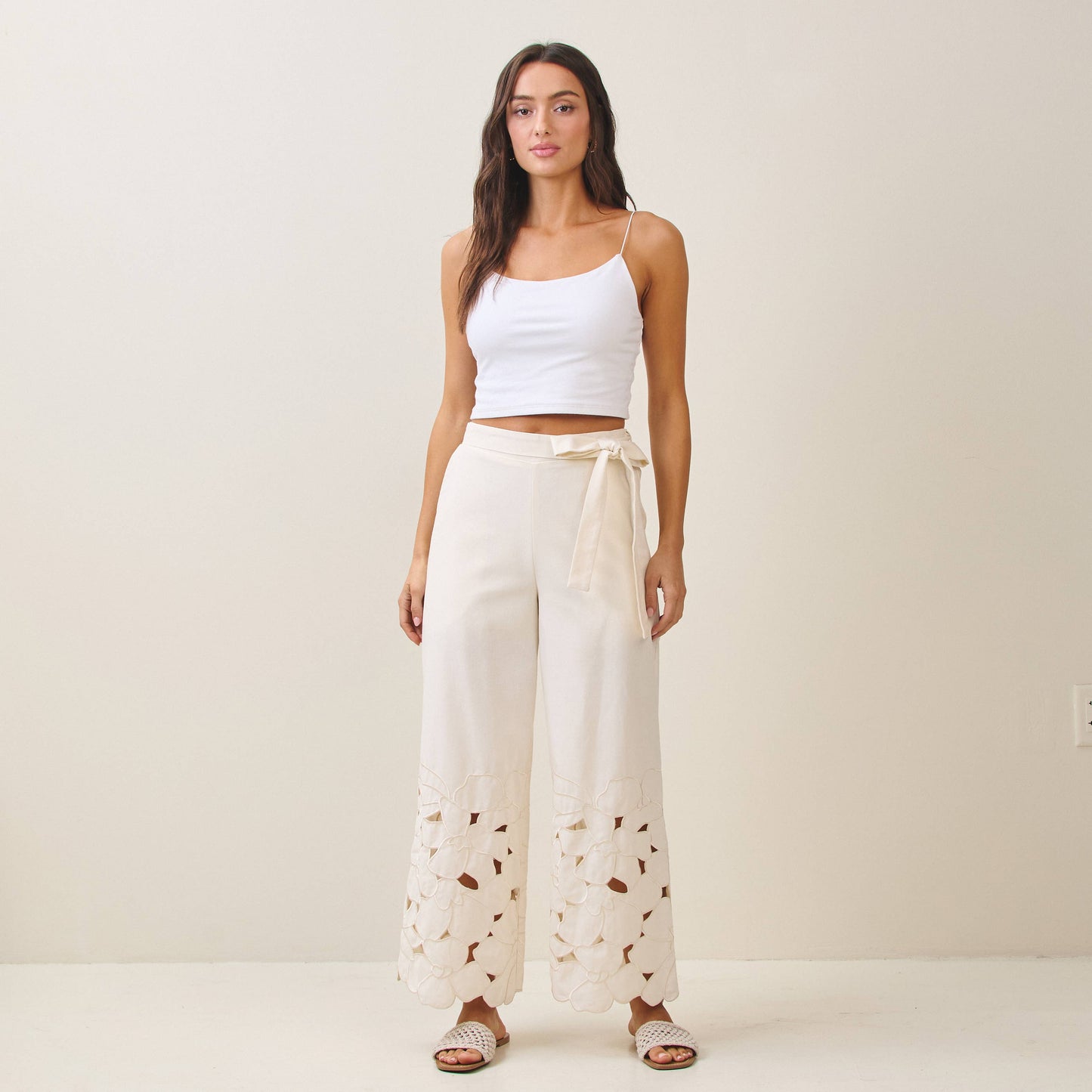 Floral Embroidered Cutout Pant
