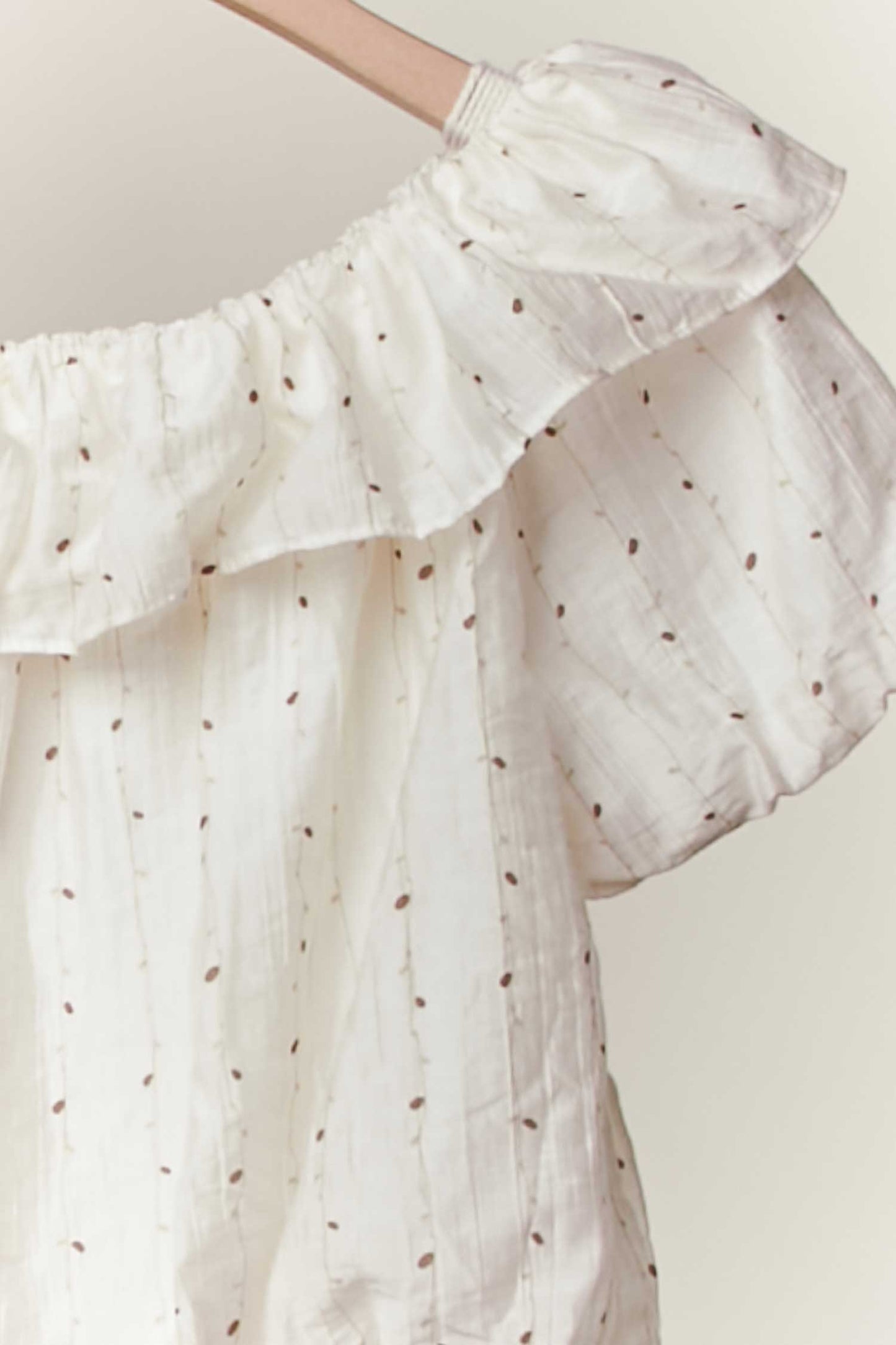 Printed Ruffle Off Shoulder Short Sleeve Top