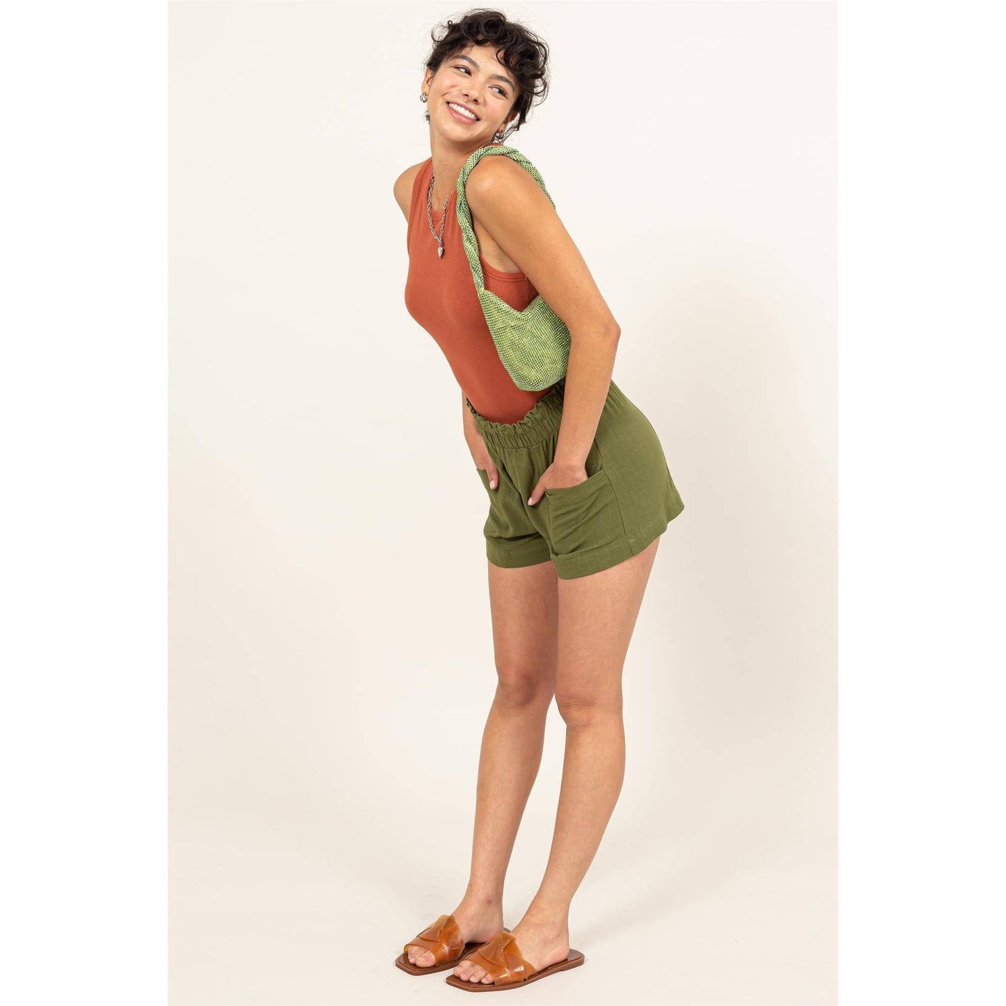 ALL TIME FUN HIGH WAIST LINEN SHORTS