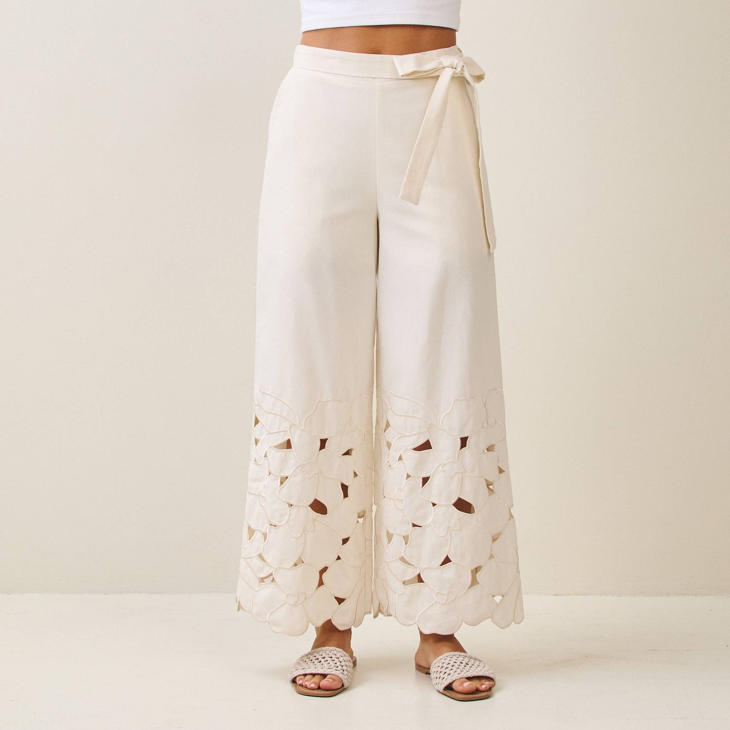 Floral Embroidered Cutout Pant