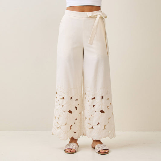 Floral Embroidered Cutout Pant