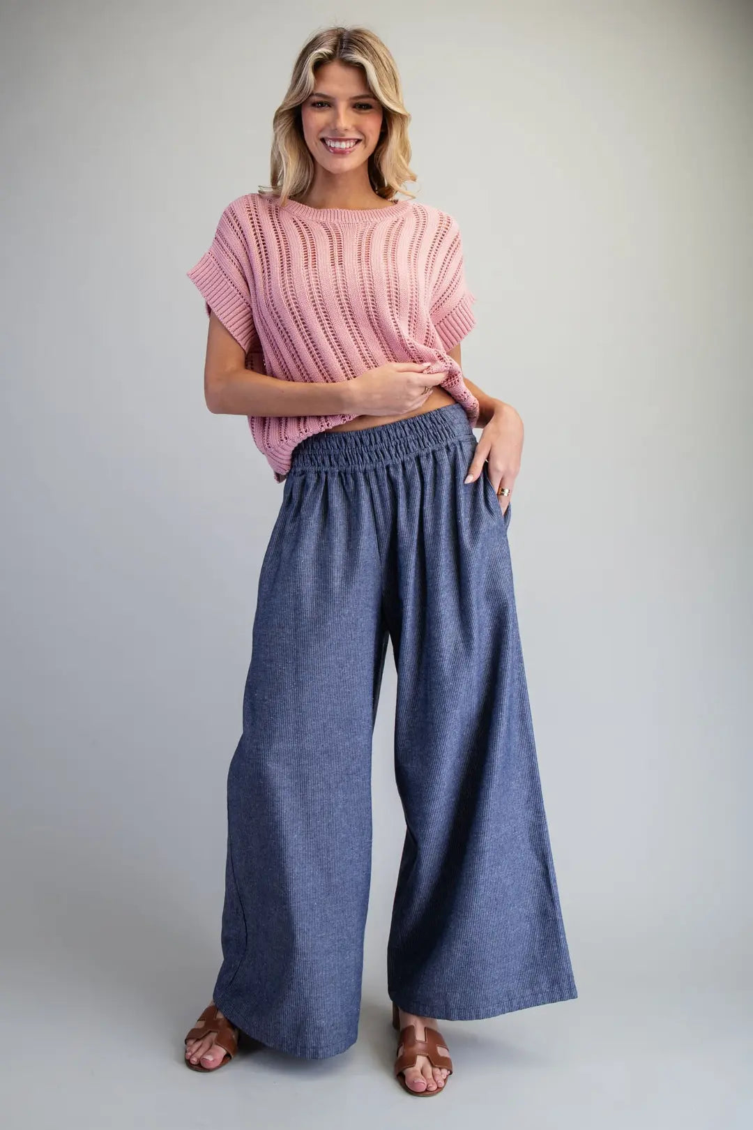 Pinstriped Wide Leg Pants