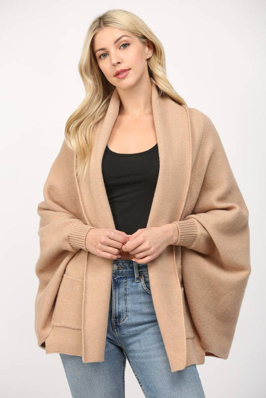 SHAWL COLLAR OPEN CARDIGAN