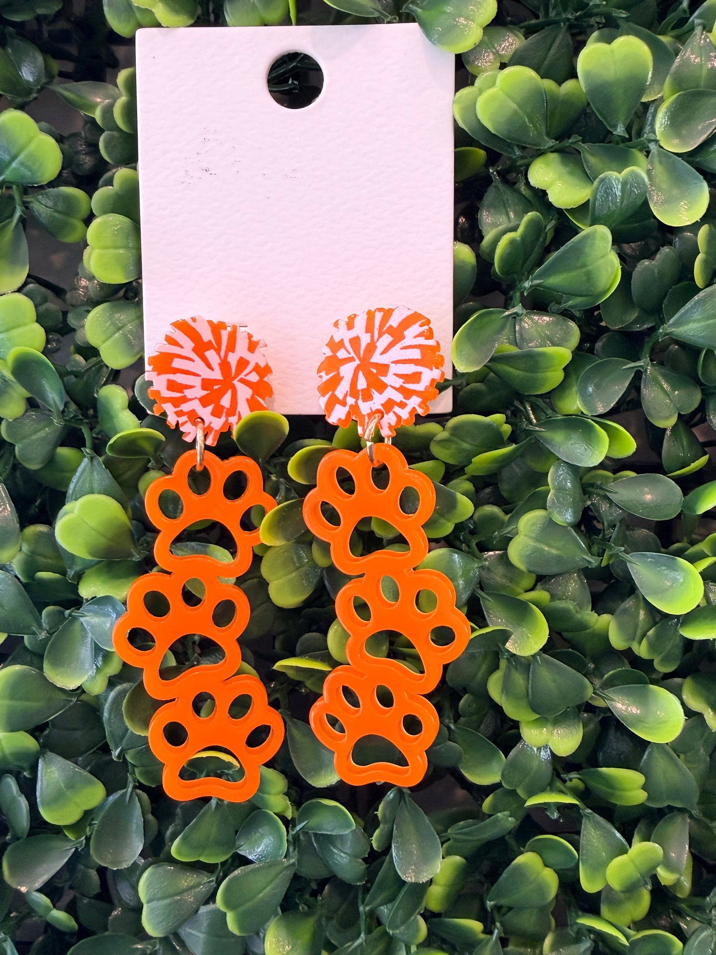 Orange Paw Dangle Earring