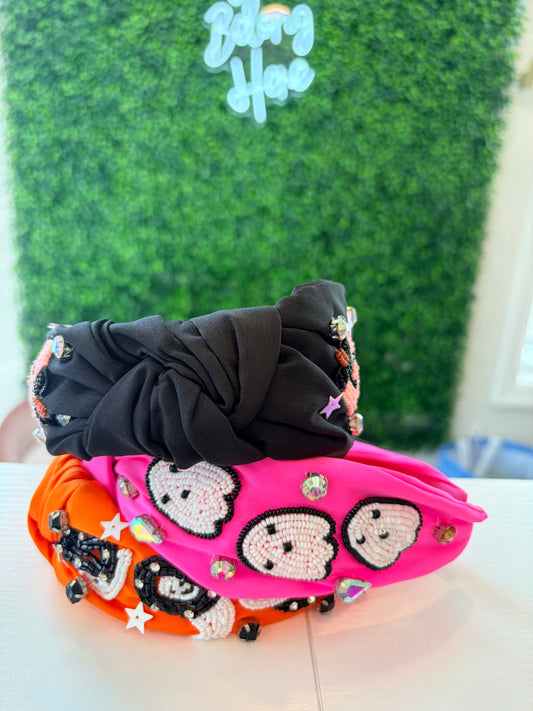 Black Beaded Pumpkin Headband