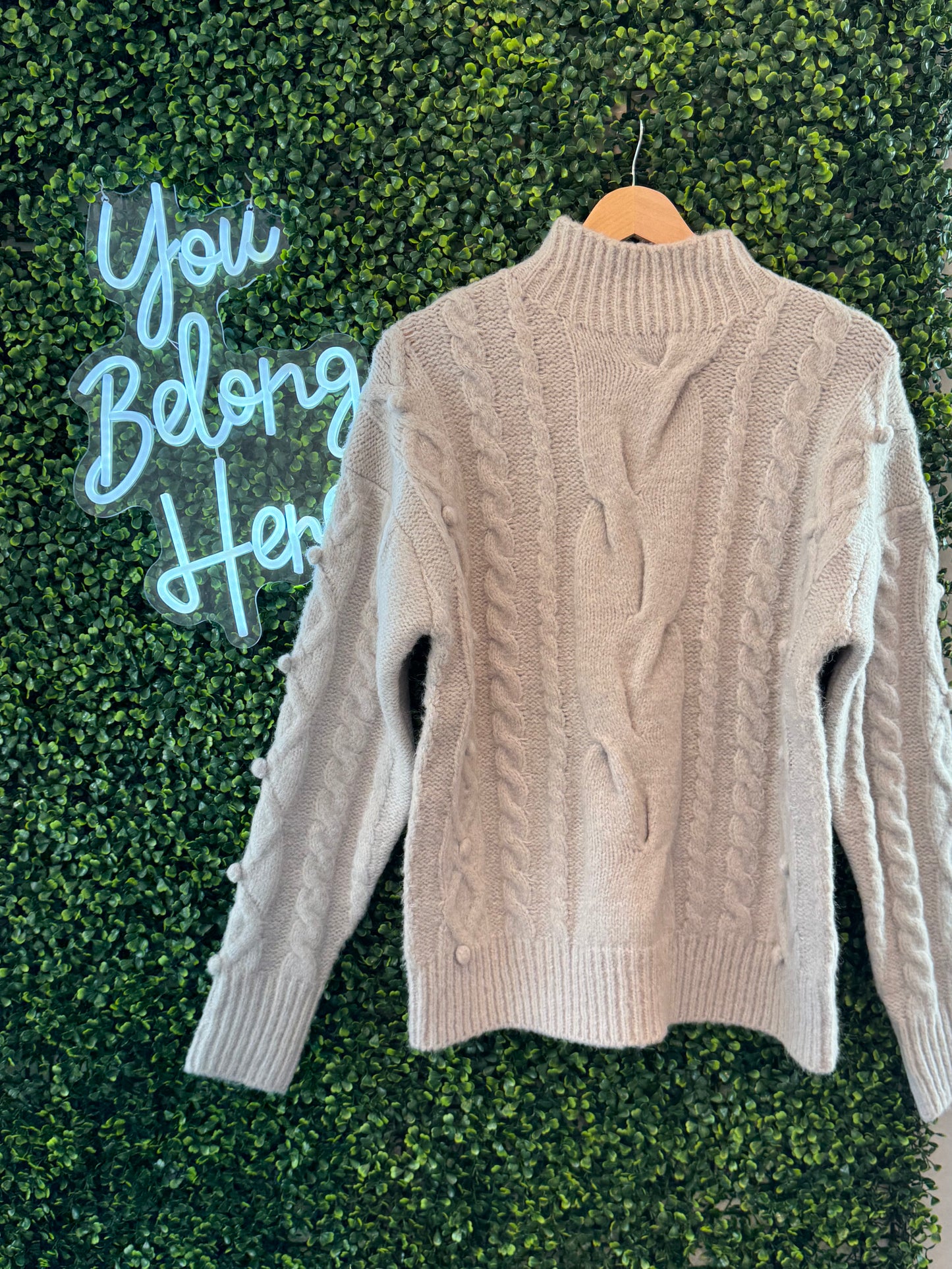 Lovestitch - Cable Knit Mock Neck Cozy Sweater