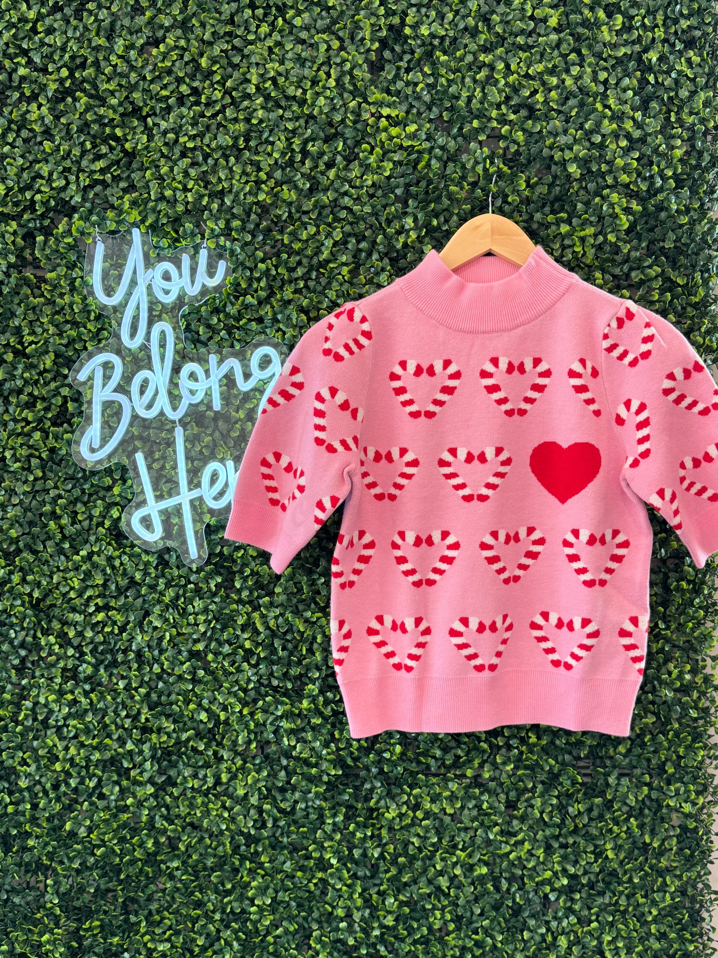 Candy Cane Short Sleeve Sweater