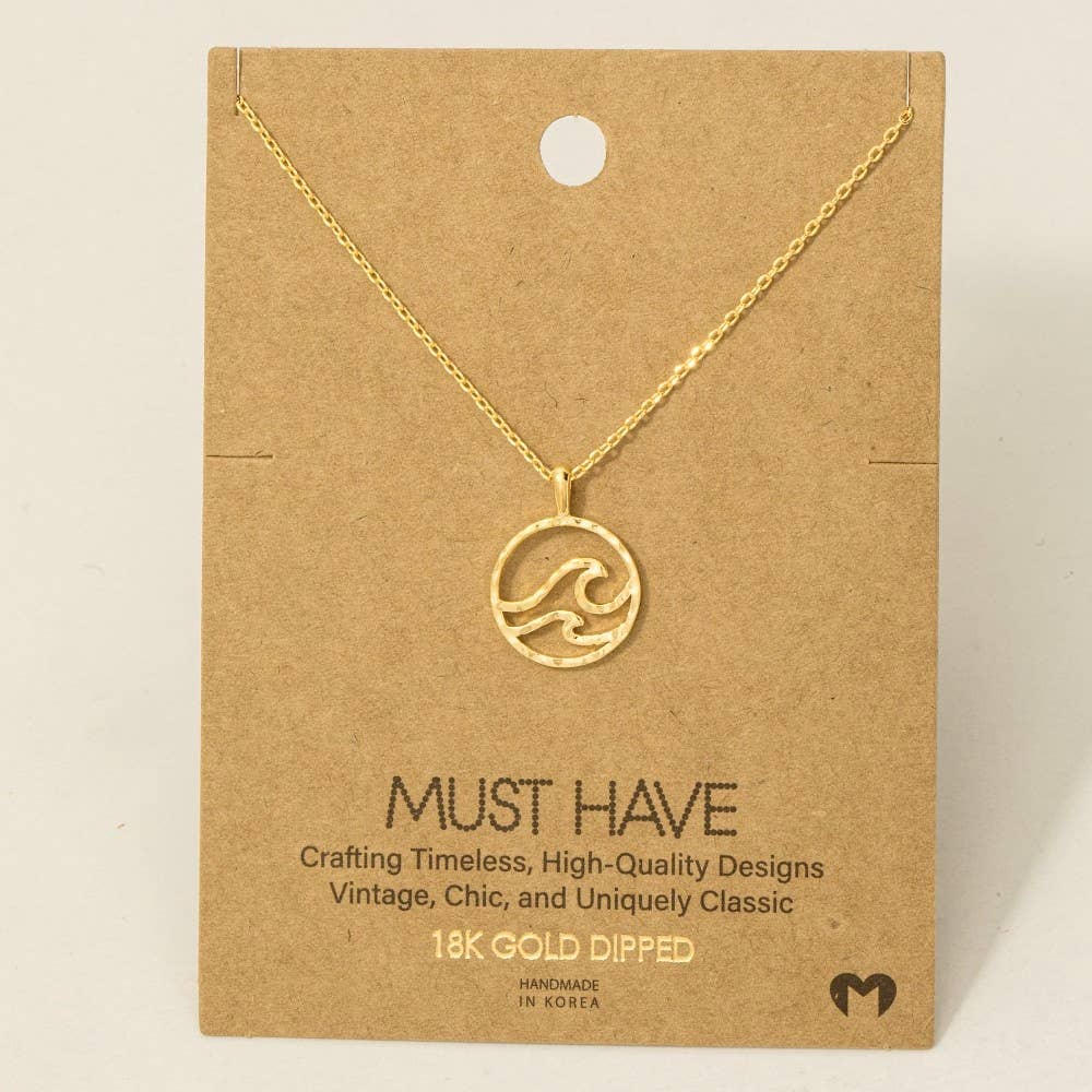 Wave Coin Pendant Necklace