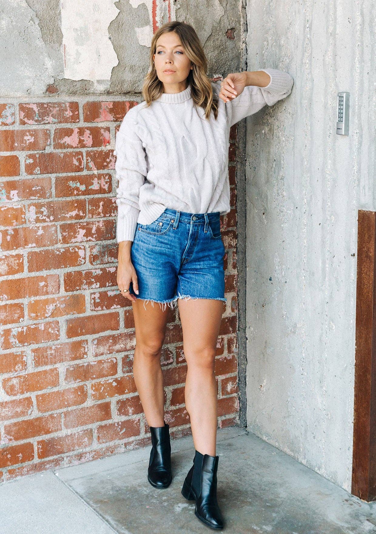 Lovestitch - Cable Knit Mock Neck Cozy Sweater