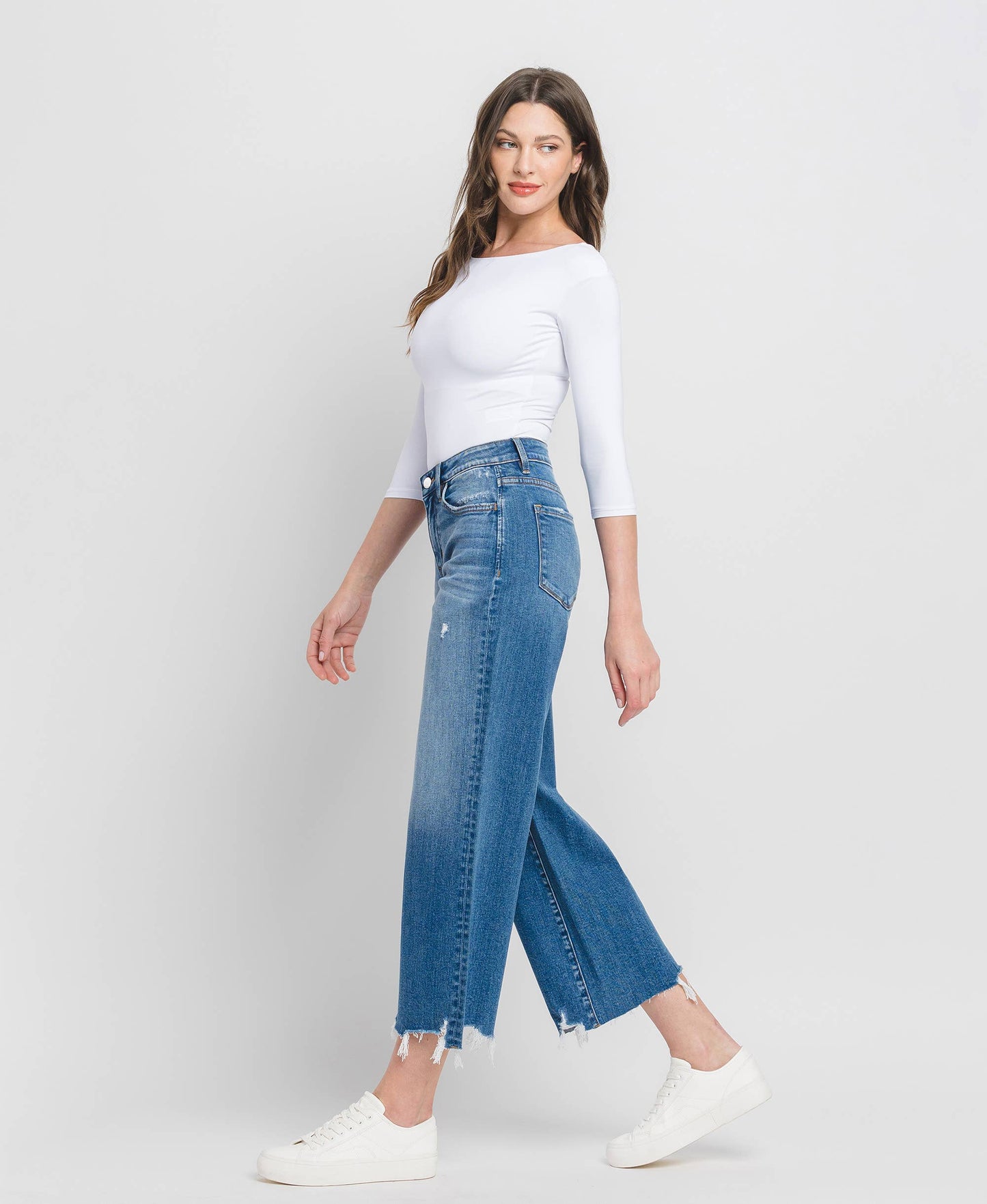 Flying Monkey - Delightful High Rise scrip Wide Leg Jean