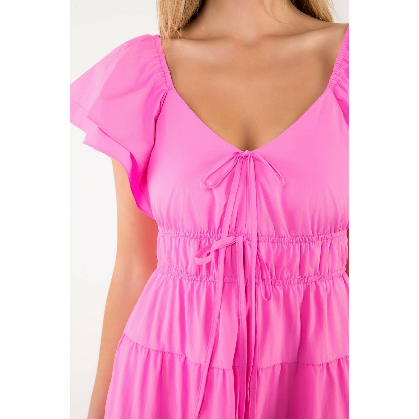 Flutter Sleeve Tiered Maxi Dress