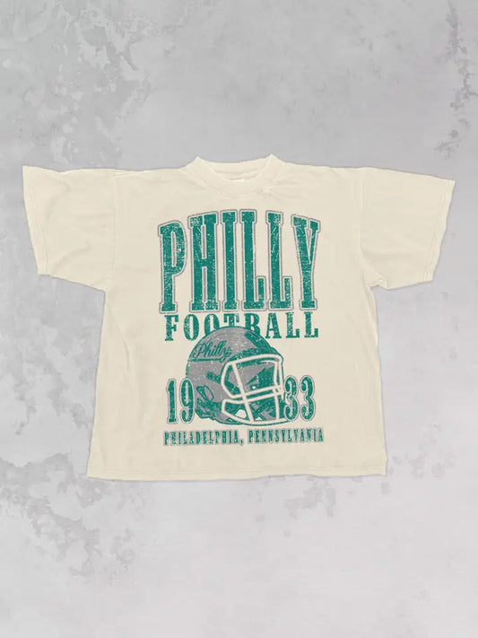 90's Philadelphia Football Vintage Oversized Tshirt - The Clandestine Underground