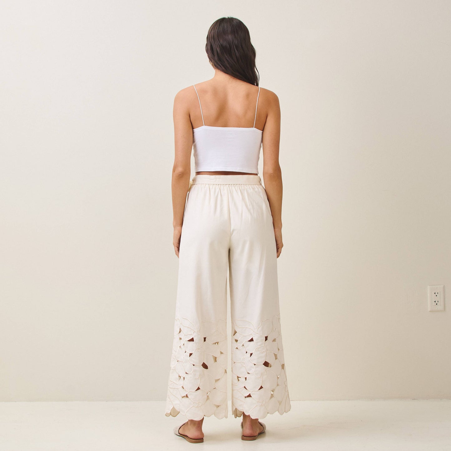 Floral Embroidered Cutout Pant