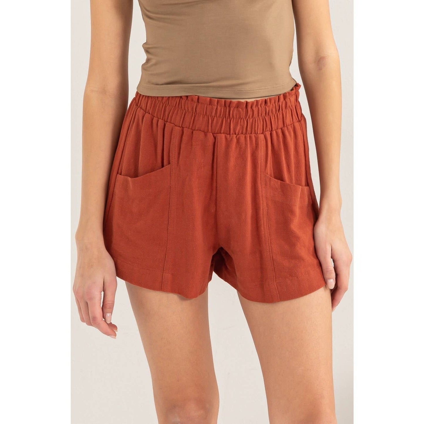 ALL TIME FUN HIGH WAIST LINEN SHORTS