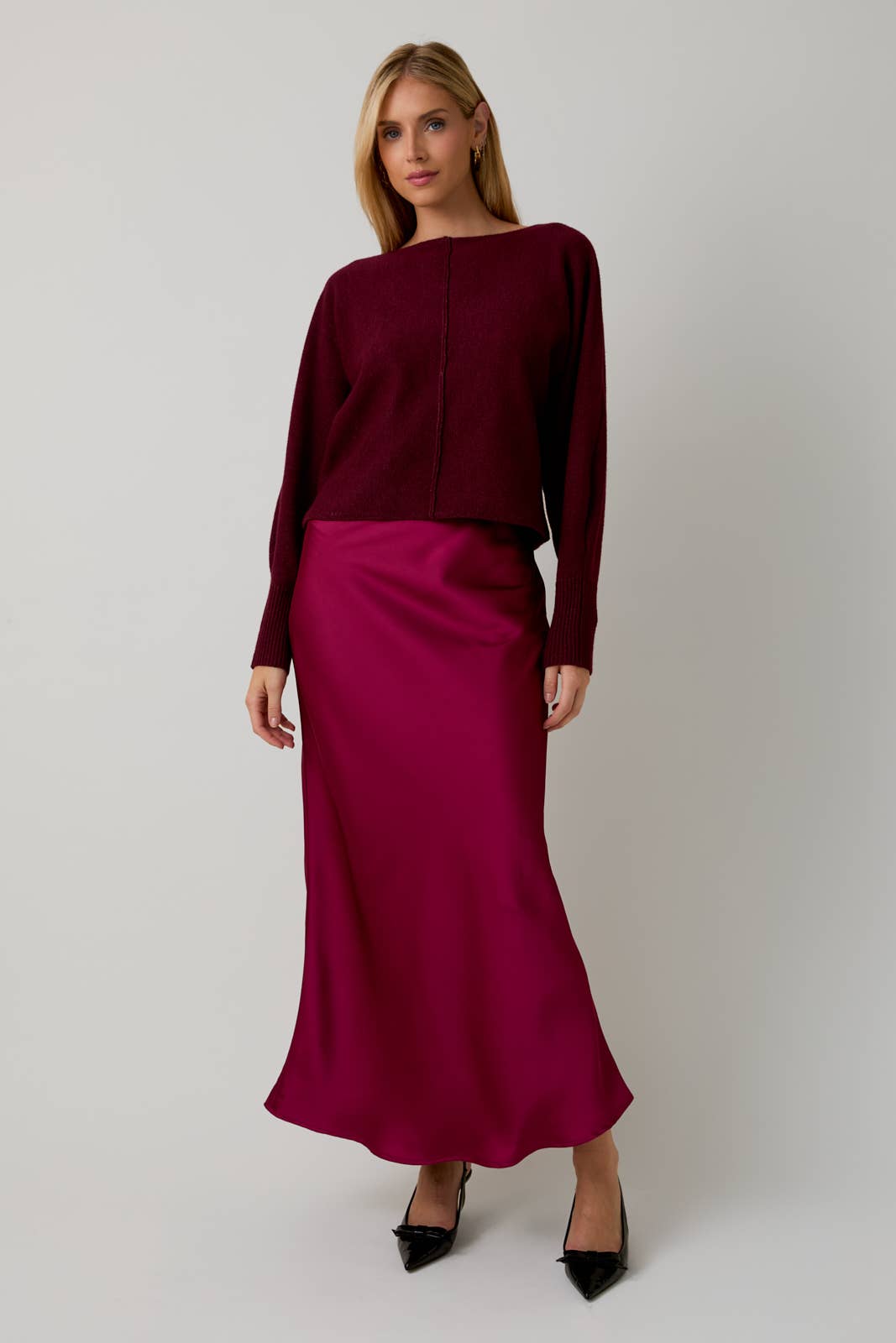 Bias Satin Midi Skirt by LE LIS