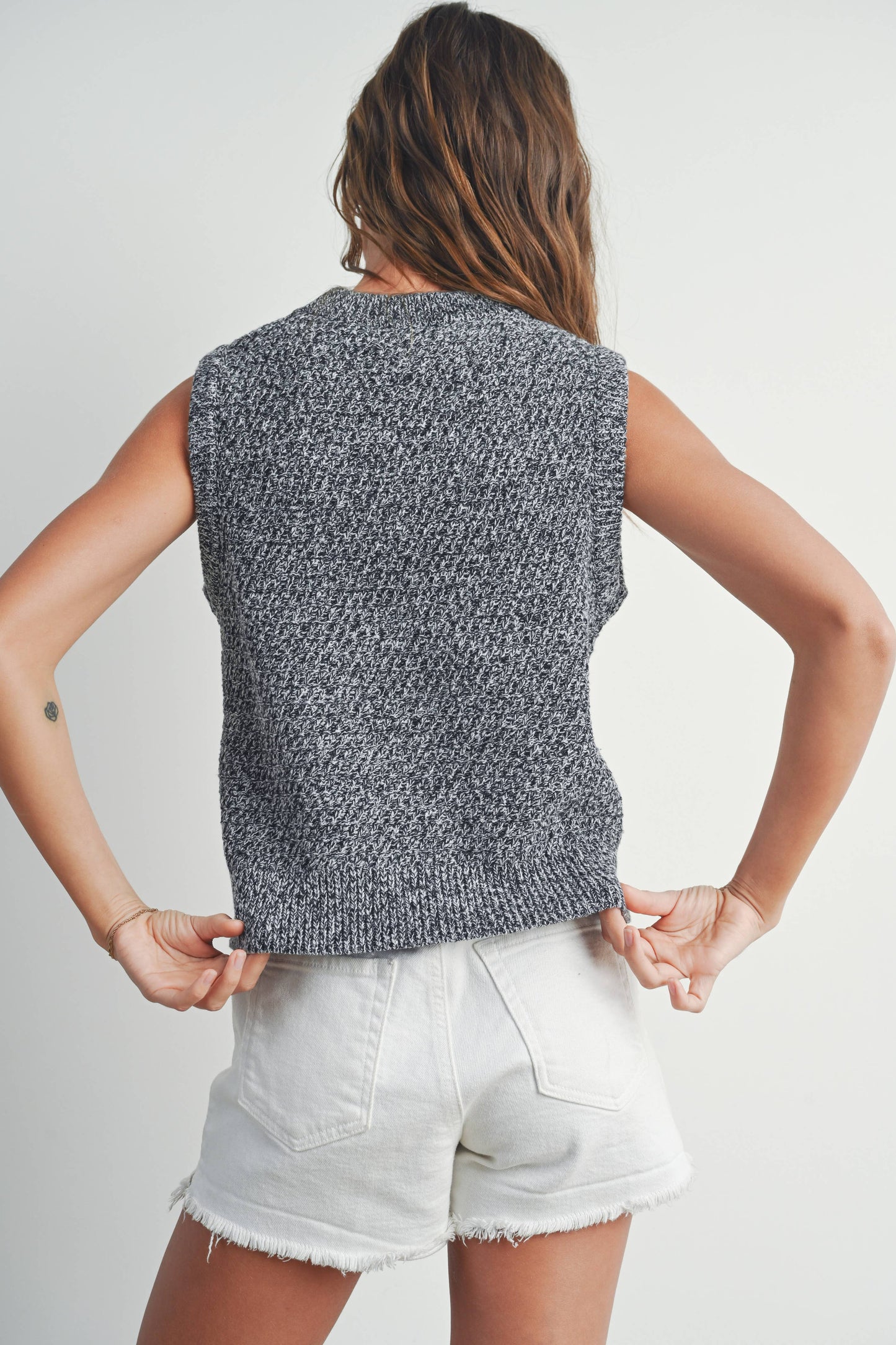 Sleeveless Crew Neck Sweater Knit Vest - By BUTTERMELON