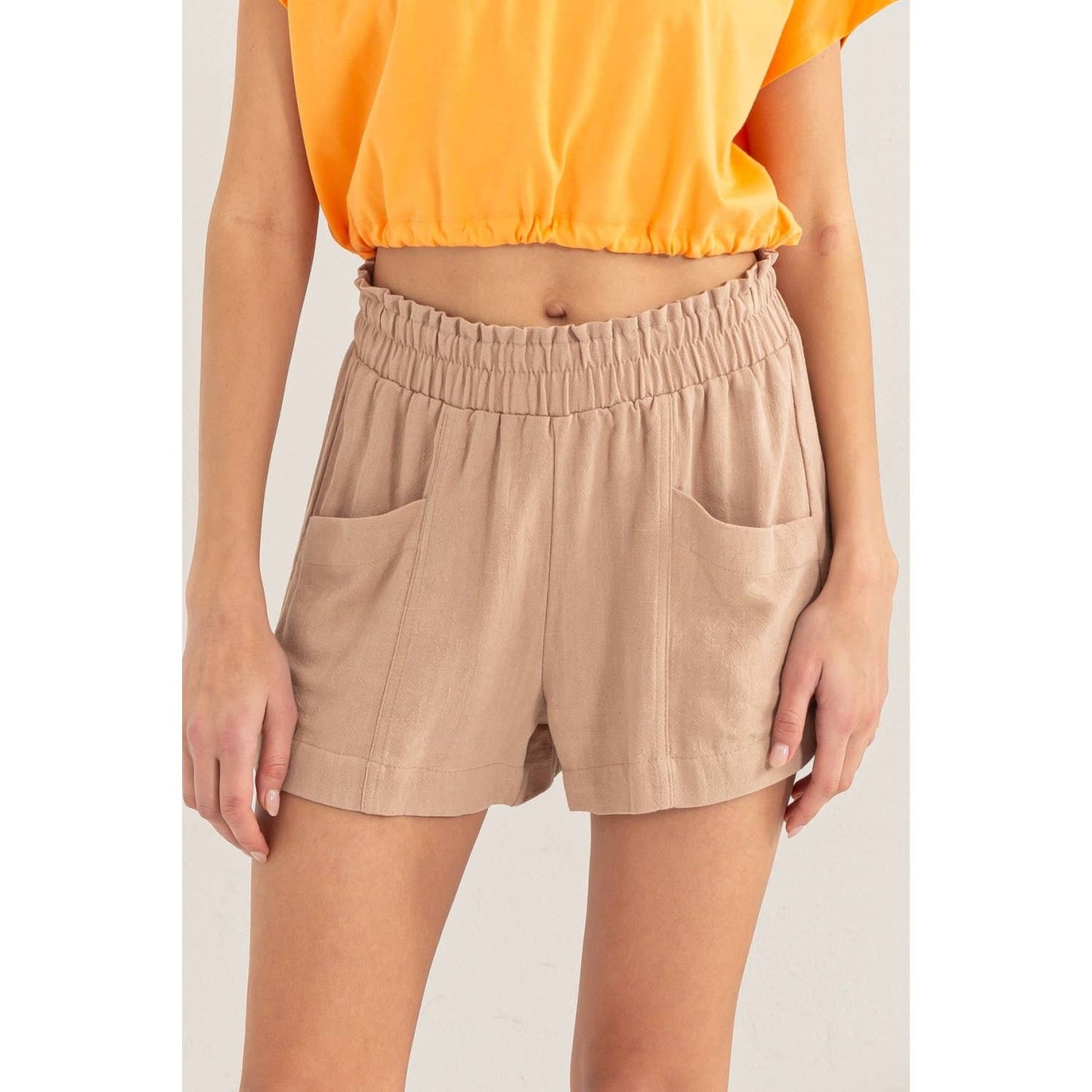 ALL TIME FUN HIGH WAIST LINEN SHORTS