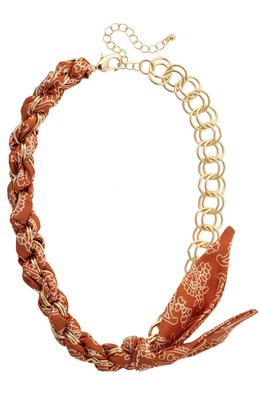 Canvas Style - Maddie Chain Scarf Necklace in Burnt Orange