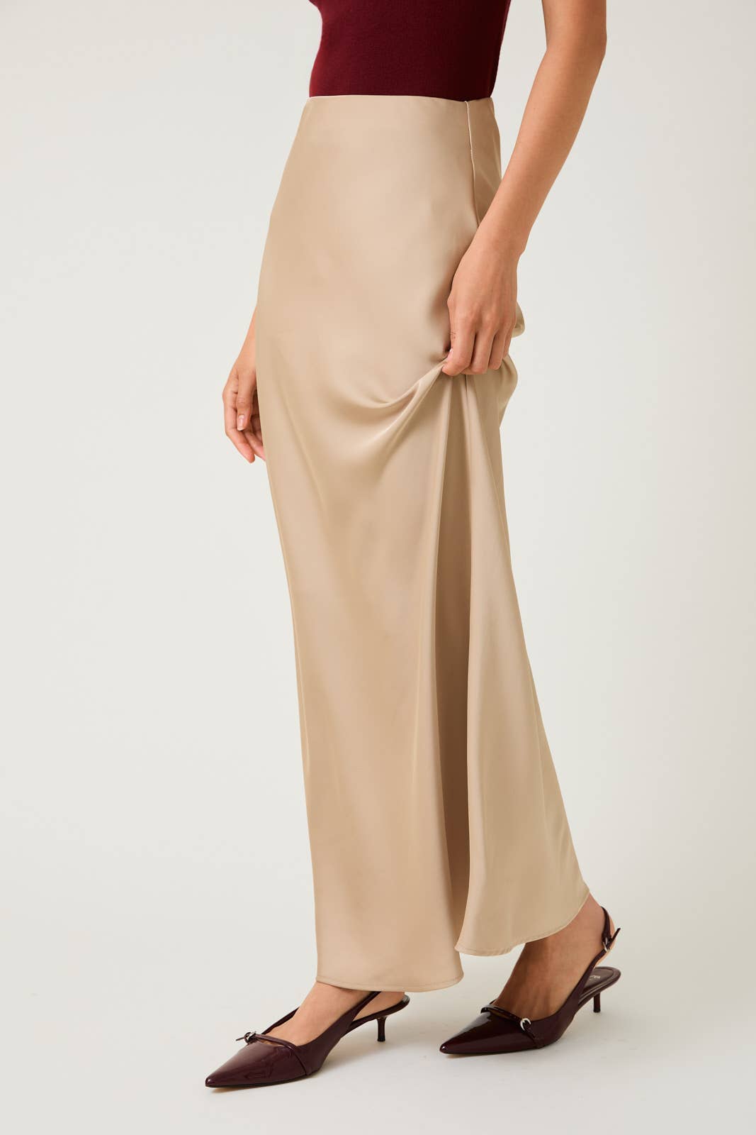 Bias Satin Midi Skirt by LE LIS