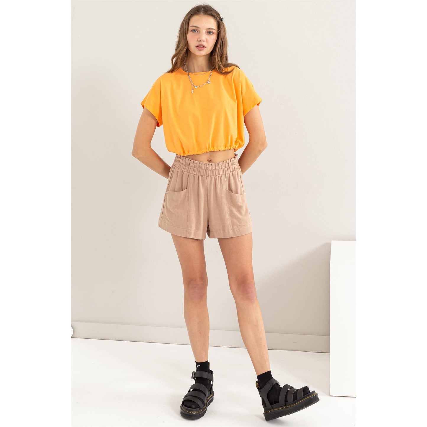 ALL TIME FUN HIGH WAIST LINEN SHORTS
