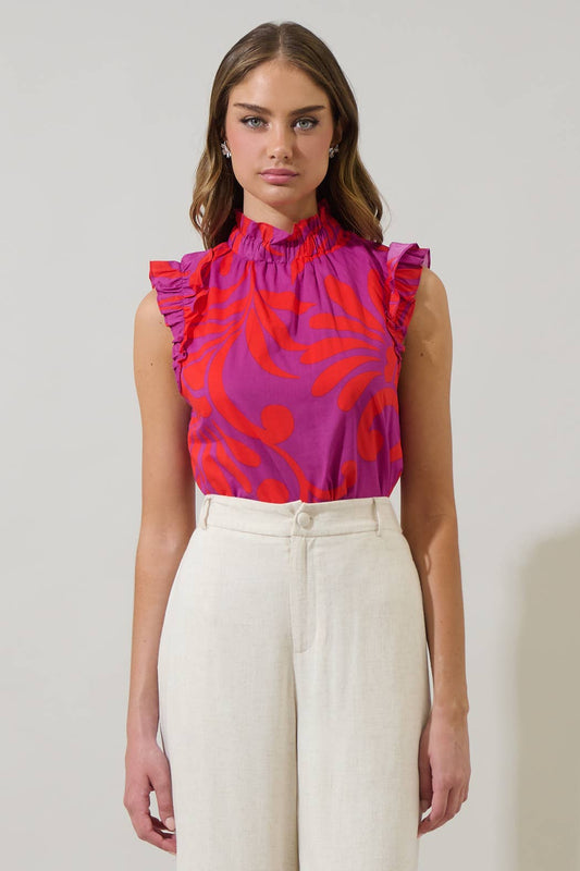 Arona Floral Zoie Ruffle Top