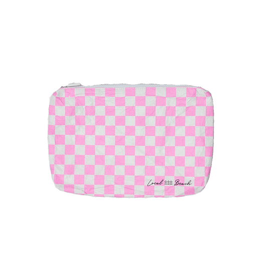 Local Beach - Pink Checker Water Resistant Pouch
