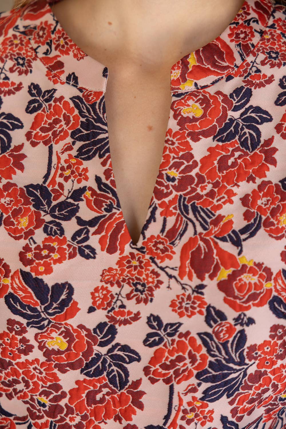 Multi Color Floral Jacquard Top