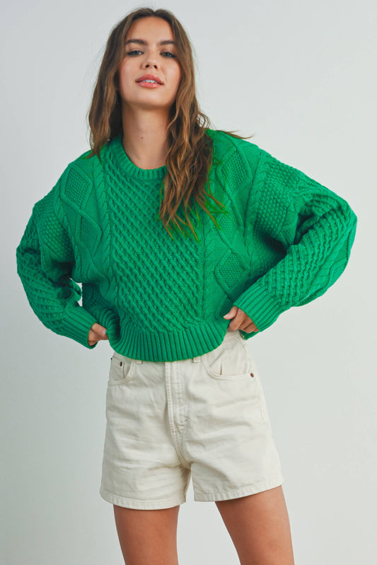 Lisa Sweater Casual Solid Cable Sweater