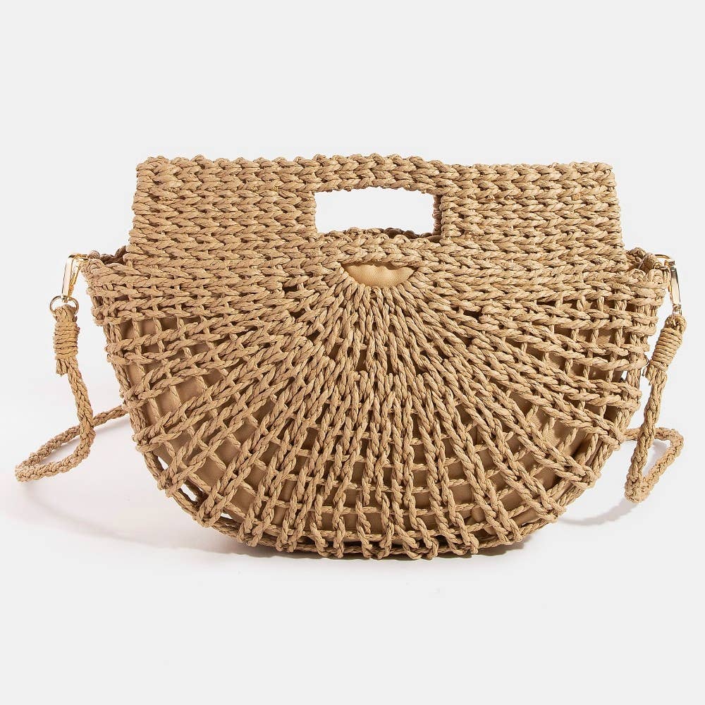 Isla’s Semi Circle Straw Woven Hand Bag- Large