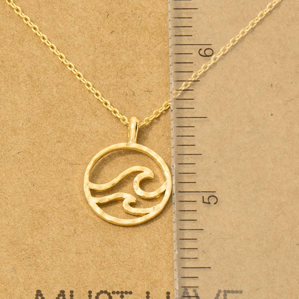 Wave Coin Pendant Necklace